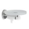 Chrome Wall Mounted Round Frosted Glass Soap Dish with Brass